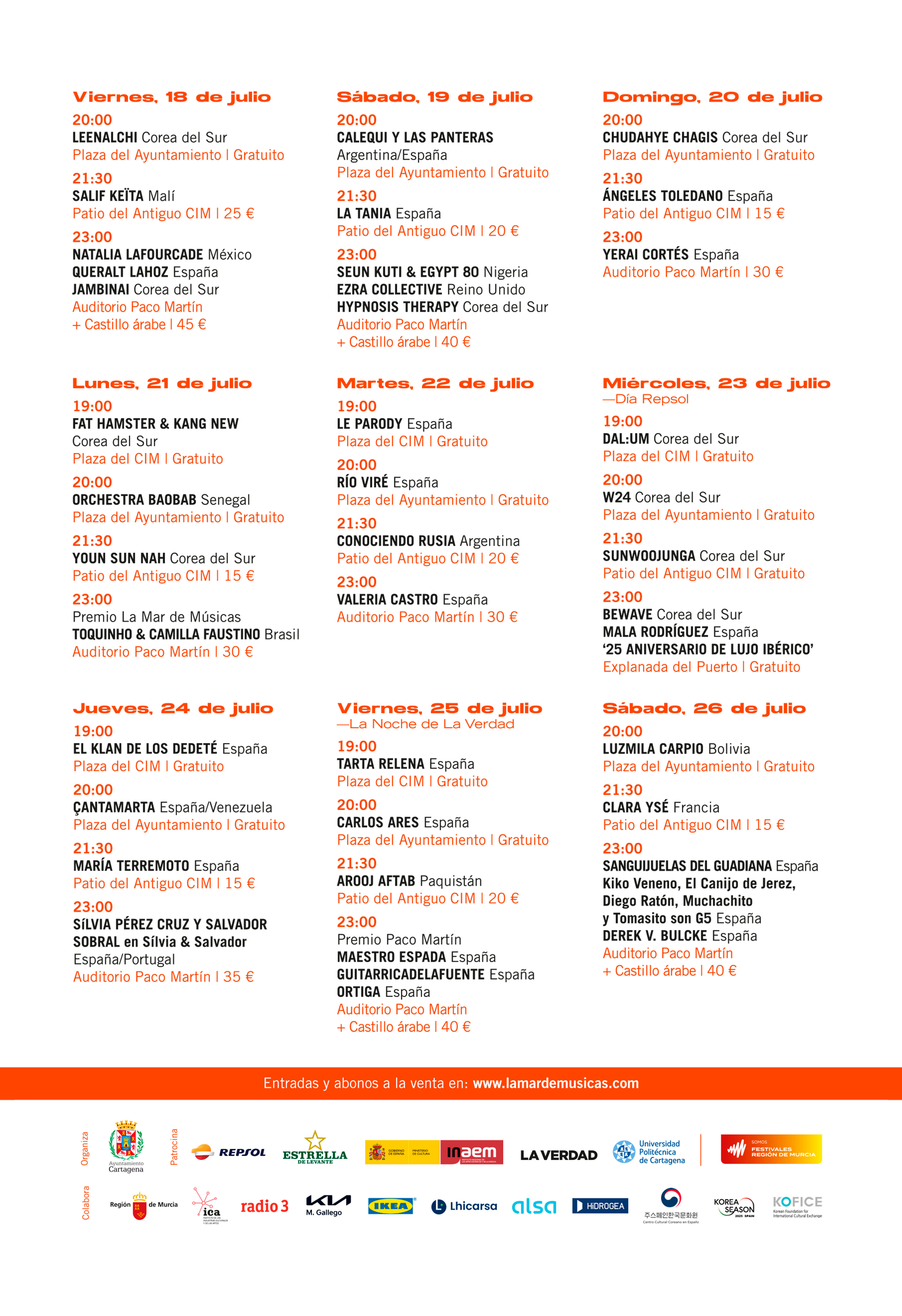 Programa La Mar de M�sicas por d�as